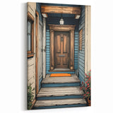 Rustic Front Porch Door Art - Cozy Architectural Canvas Print