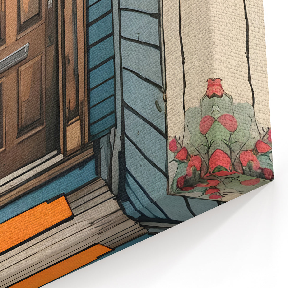 Rustic Front Porch Door Art - Cozy Architectural Canvas Print