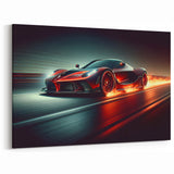 Fiery Sports Car Wall Art - Dynamic Racing Car Canvas Print