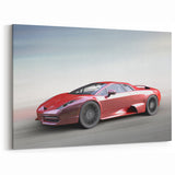 Stunning Red Supercar Racing Wall Art - Exotic Sports Car Canvas Print