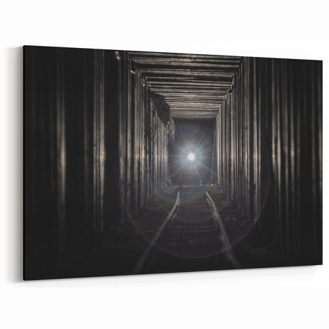Dark Tunnel Light Art | Urban Architecture Canvas & Framed Prints
