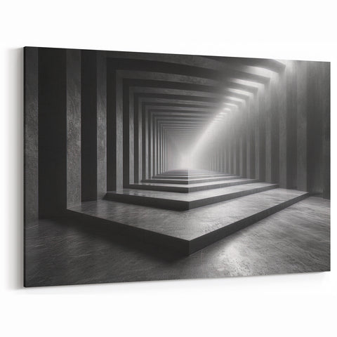 Modern Light Tunnel Art | Geometric Architecture Canvas & Prints