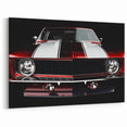 Vintage Muscle Car Wall Art – Striking Red Camaro Racing Car Poster