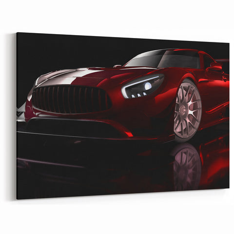 Fiery Red Sports Car Wall Art - Stunning Luxury Supercar Canvas Print
