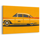 Retro Taxi Car Wall Art - Vibrant Yellow Classic Car Canvas Print