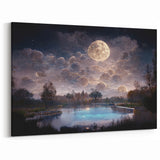 Enchanted Night in Swamp Landscape - Scenic Marsh Canvas Prints