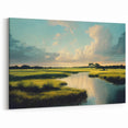 Peaceful Marshland Under Blue Sky - Scenic Swamp Canvas Prints