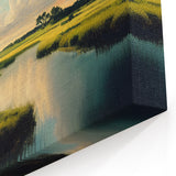 Peaceful Marshland Under Blue Sky - Scenic Swamp Canvas Prints