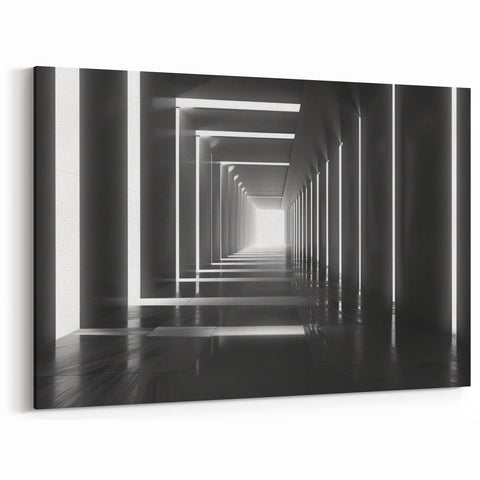 Futuristic Tunnel Light Art - Minimalist Architectural Wall Decor