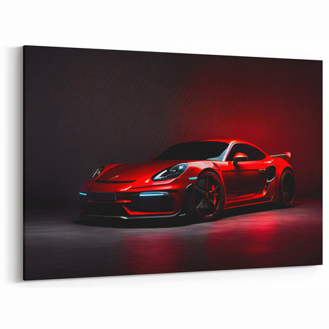 Sleek Red Sports Car Wall Art - Modern Porsche Supercar Canvas Print