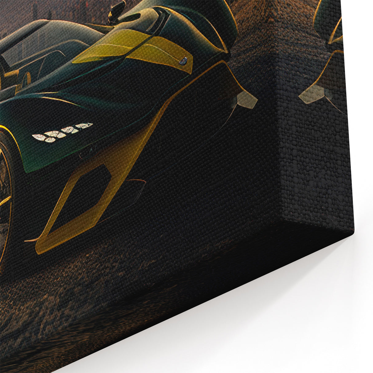 Sunset Racing Car Wall Art - Vibrant Green and Yellow Supercar Print