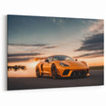 Golden Supercar Racing at Sunset - Dynamic Sports Car Wall Art