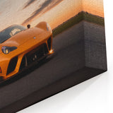 Golden Supercar Racing at Sunset - Dynamic Sports Car Wall Art