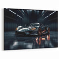 Sleek Black Supercar in Showroom - Luxury Sports Car Wall Art
