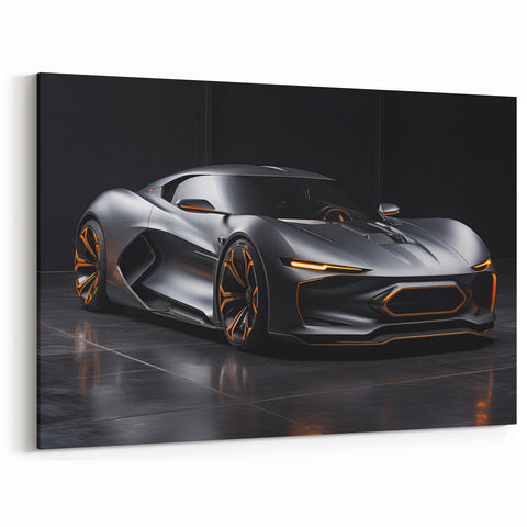 Sleek Matte Black Supercar Wall Art - Modern Sports Car Canvas Print
