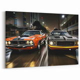 Vintage Muscle Cars Racing Wall Art - Dynamic Dual Supercar Print