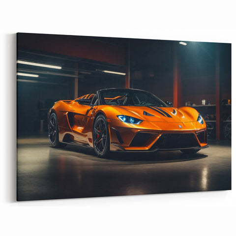 Vibrant Orange Supercar Wall Art - Dynamic Sports Car Canvas Print