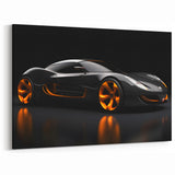 Sleek Black and Orange Supercar Wall Art - Futuristic Automotive Print