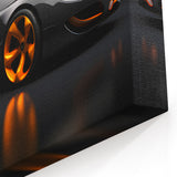 Sleek Black and Orange Supercar Wall Art - Futuristic Automotive Print