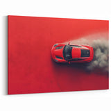 Red Supercar Drifting Wall Art - High-Energy Automotive Canvas Print