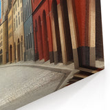 Vibrant Urban Street Scene Art - Colorful European Cityscape Canvas