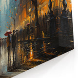 Nighttime Lantern Street Scene Art - Vibrant Urban Cityscape Canvas