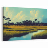 Rustic Cabin by Marshland - Scenic Swamp and Marsh Canvas Prints
