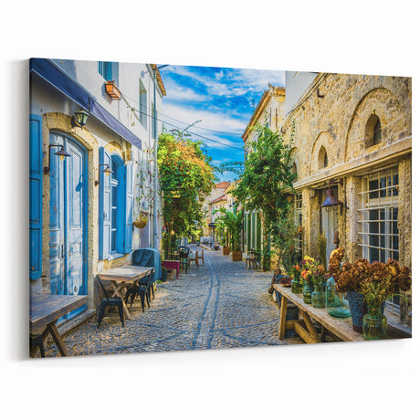 Charming Mediterranean Alleyway Art - Colorful Village Street Canvas