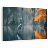 Majestic Heron in Swamp - Scenic Marsh and Swamp Canvas Prints