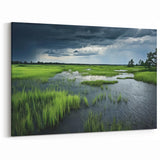 Stormy Sky Over Marshland - Scenic Swamp and Marsh Canvas Prints