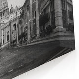 Historic Cathedral Street View – Black & White European Architecture Art