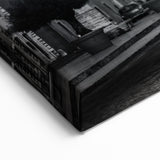 Historic Cathedral Street View – Black & White European Architecture Art