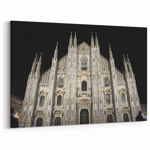 Illuminated Gothic Cathedral Wall Art – Majestic Nighttime Print
