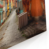 Colorful Street Scene Art Print - Vibrant European Cityscape Canvas
