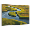 Winding River Through Marshland - Scenic Swamp and Marsh Canvas Prints