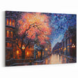 Romantic Street Scene Art Print - Colorful Night Cityscape Canvas