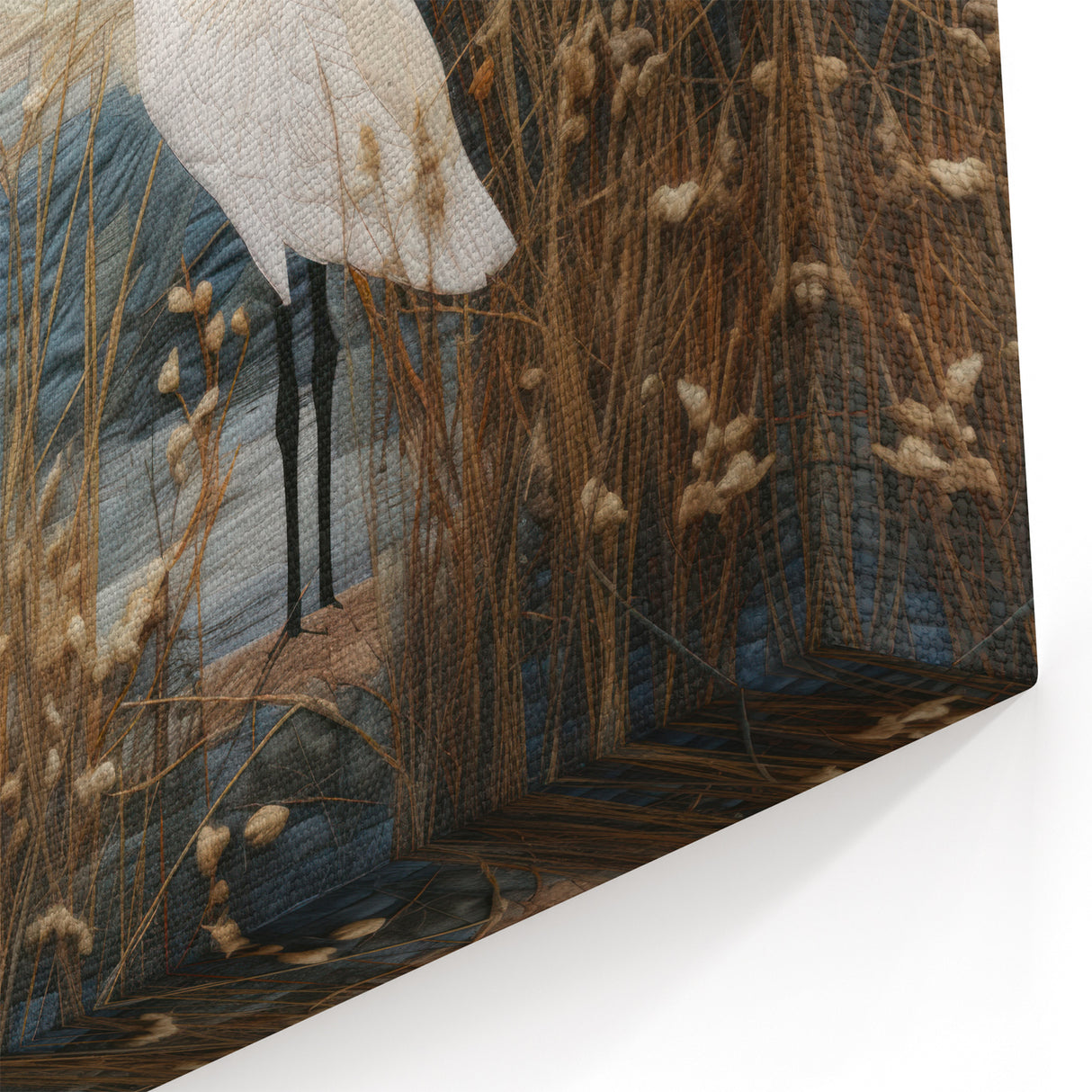 Textured Heron in Marsh Scene - Scenic Marsh and Swamp Canvas Prints
