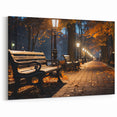 Evening Park Bench Scene - Tranquil Night Street Photography Art
