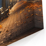 Evening Park Bench Scene - Tranquil Night Street Photography Art