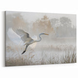 Graceful Heron in Flight - Scenic Marsh and Swamp Canvas Prints