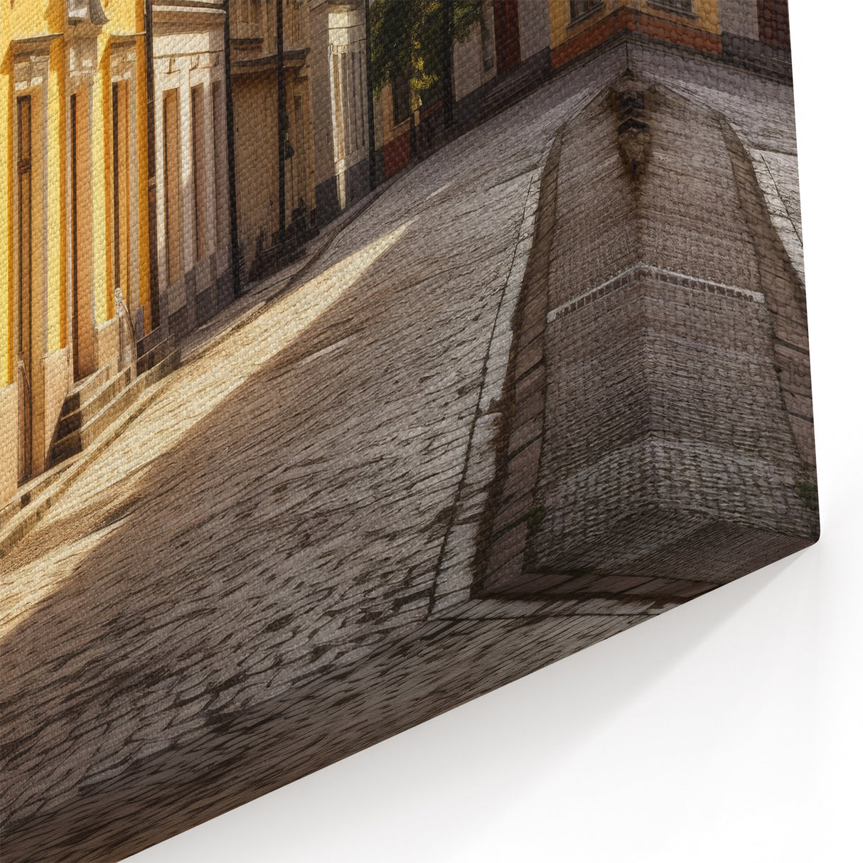 Charming European Street Art Print - Sunlit Historic Cityscape Canvas