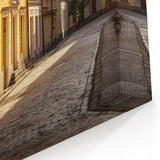 Charming European Street Art Print - Sunlit Historic Cityscape Canvas