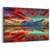 Vibrant Sunset Over Marshland - Scenic Marsh and Swamp Canvas Prints