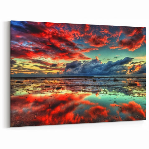 Vibrant Sunset Over Marshland - Scenic Marsh and Swamp Canvas Prints