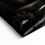 Cozy Winter Street Art Print - Snowy English Village Canvas Scene