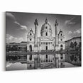 Reflected Cathedral Wall Art – Black & White European Architecture Print