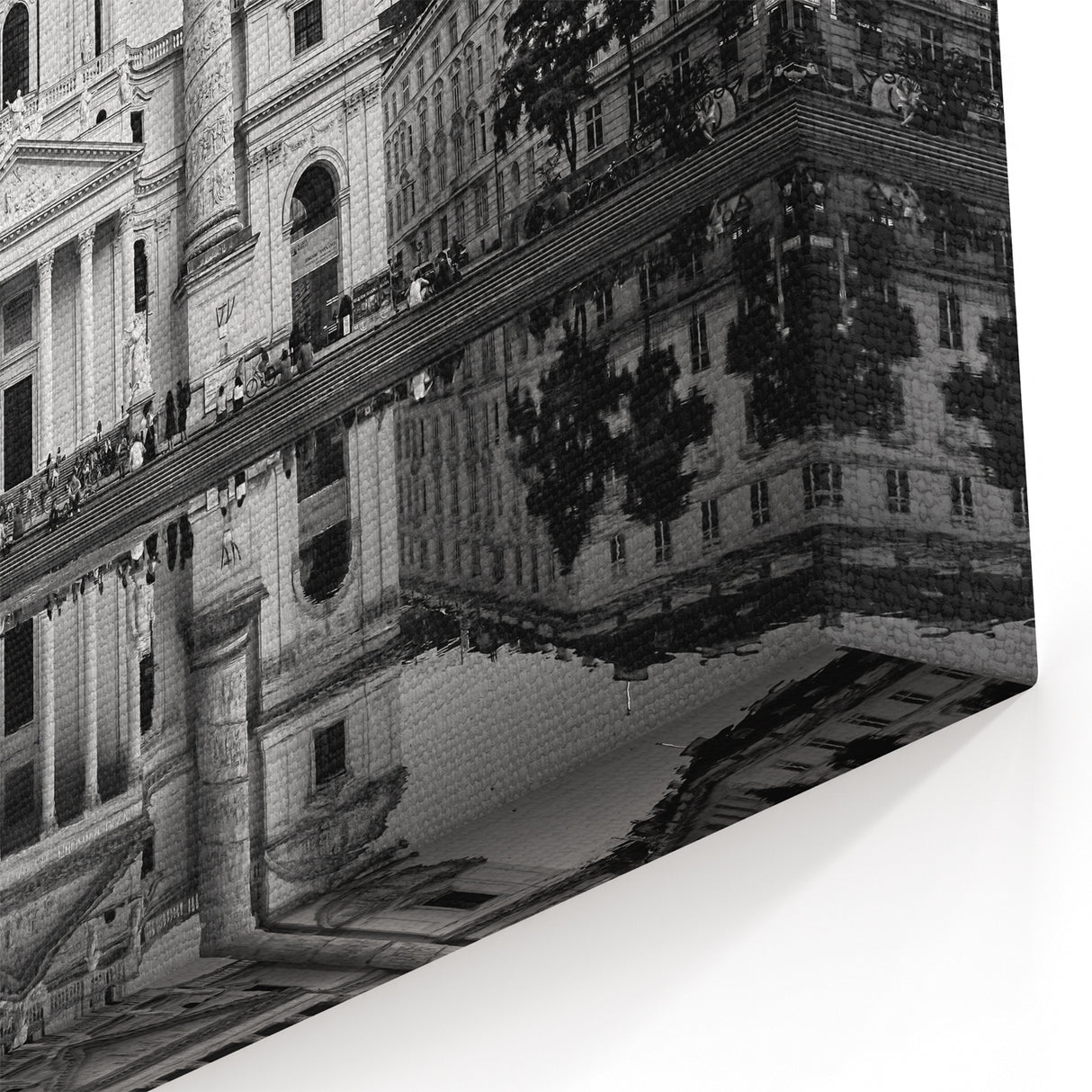 Reflected Cathedral Wall Art – Black & White European Architecture Print