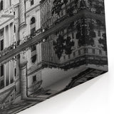 Reflected Cathedral Wall Art – Black & White European Architecture Print
