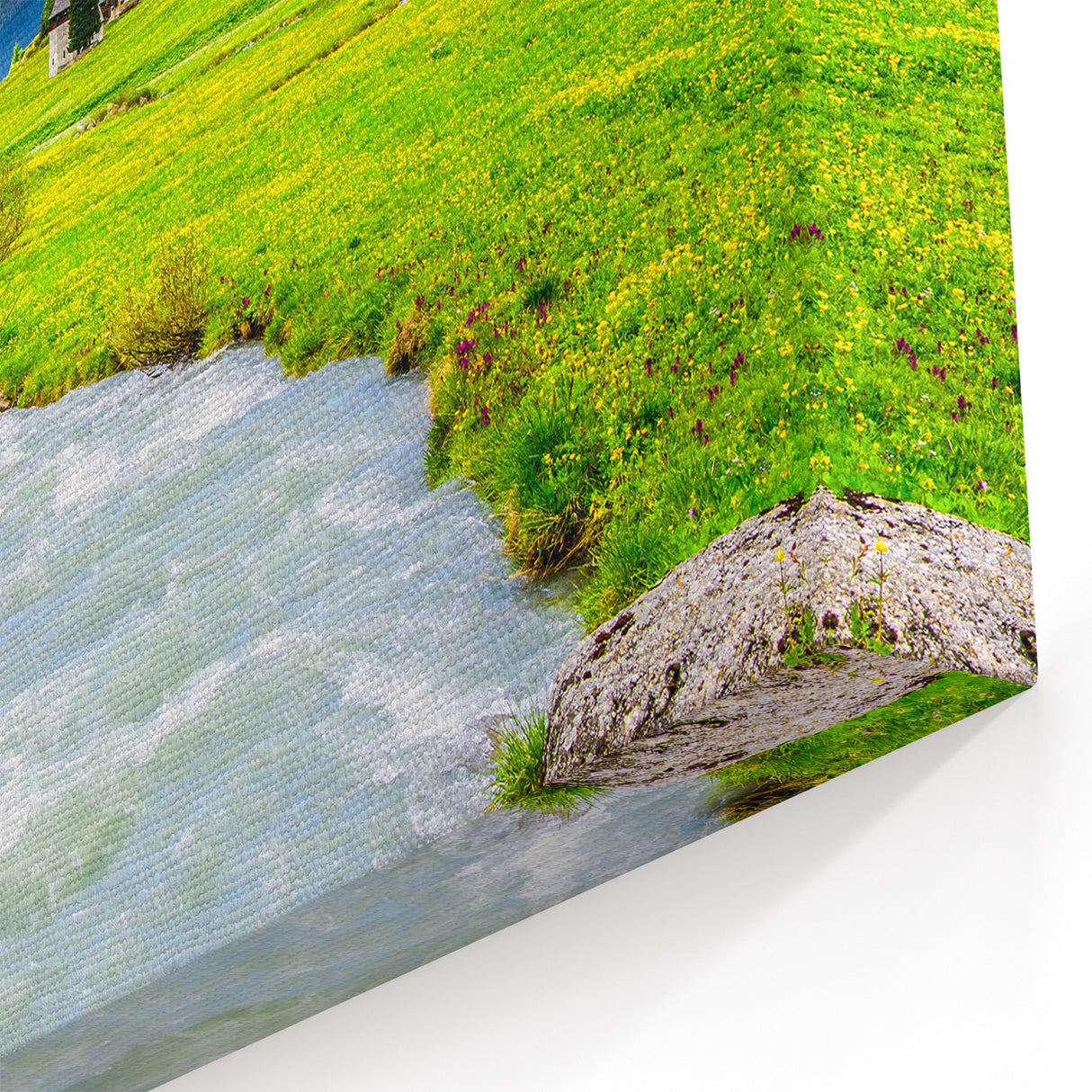 Mountain Stream in Lush Valley - Scenic Marsh and Swamp Canvas Prints