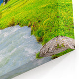 Mountain Stream in Lush Valley - Scenic Marsh and Swamp Canvas Prints